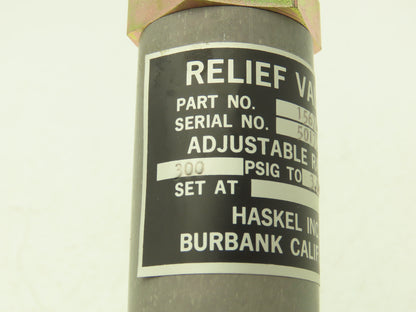 Haskel Relief Valve 300-3000 PSIG 1/4" Flared Fittings