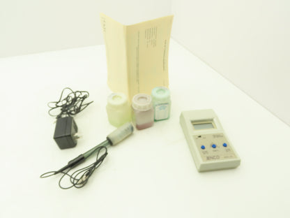 Jenco 60 Digital Handheld PH Meter 3 Bottles PH Solution Near Empty AC Adapter