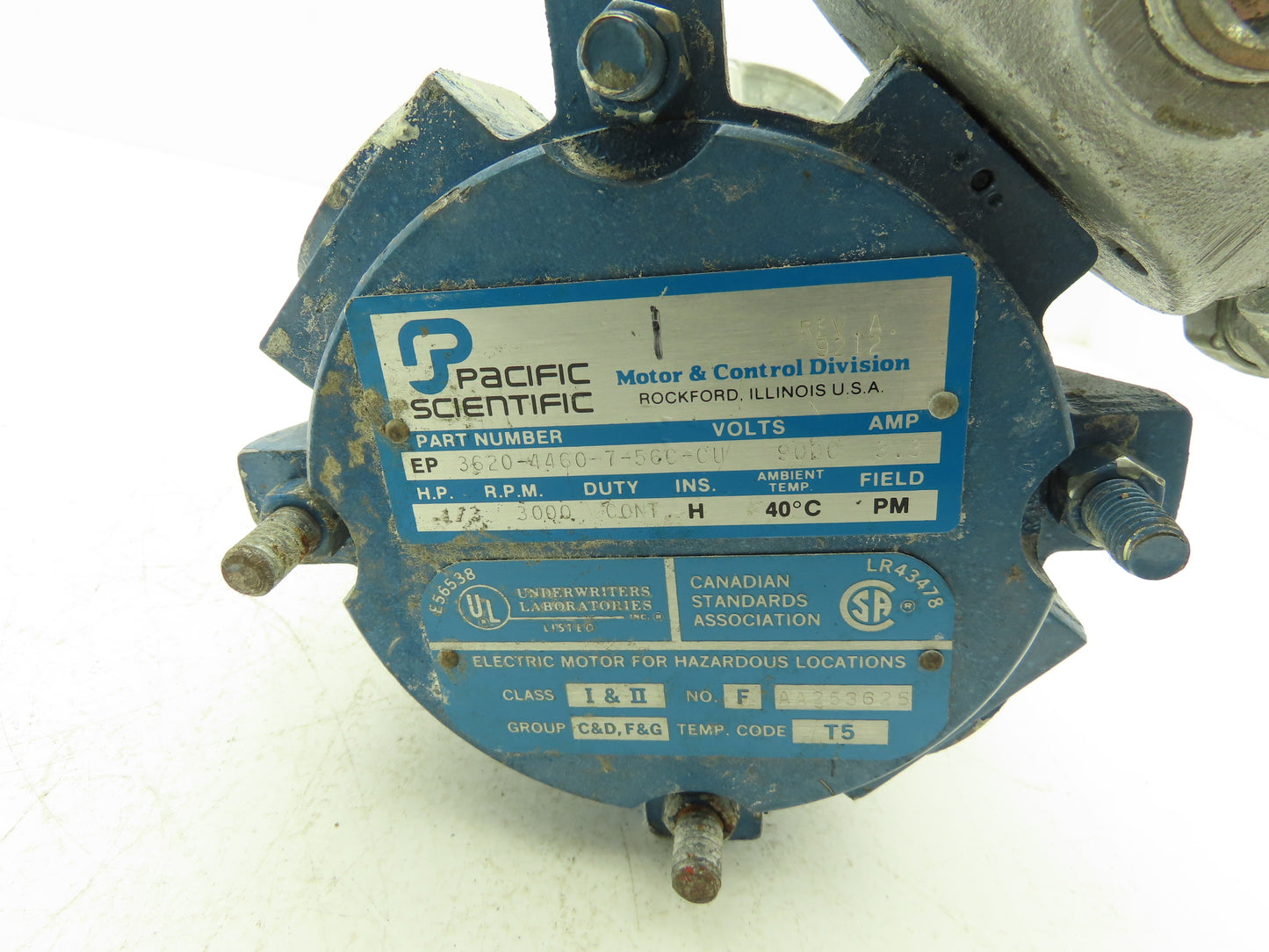 Pacific Scientific 3620-4460-7-56C-CU 90V DC Motor 1/3Hp 3000rpm Explosion Proof