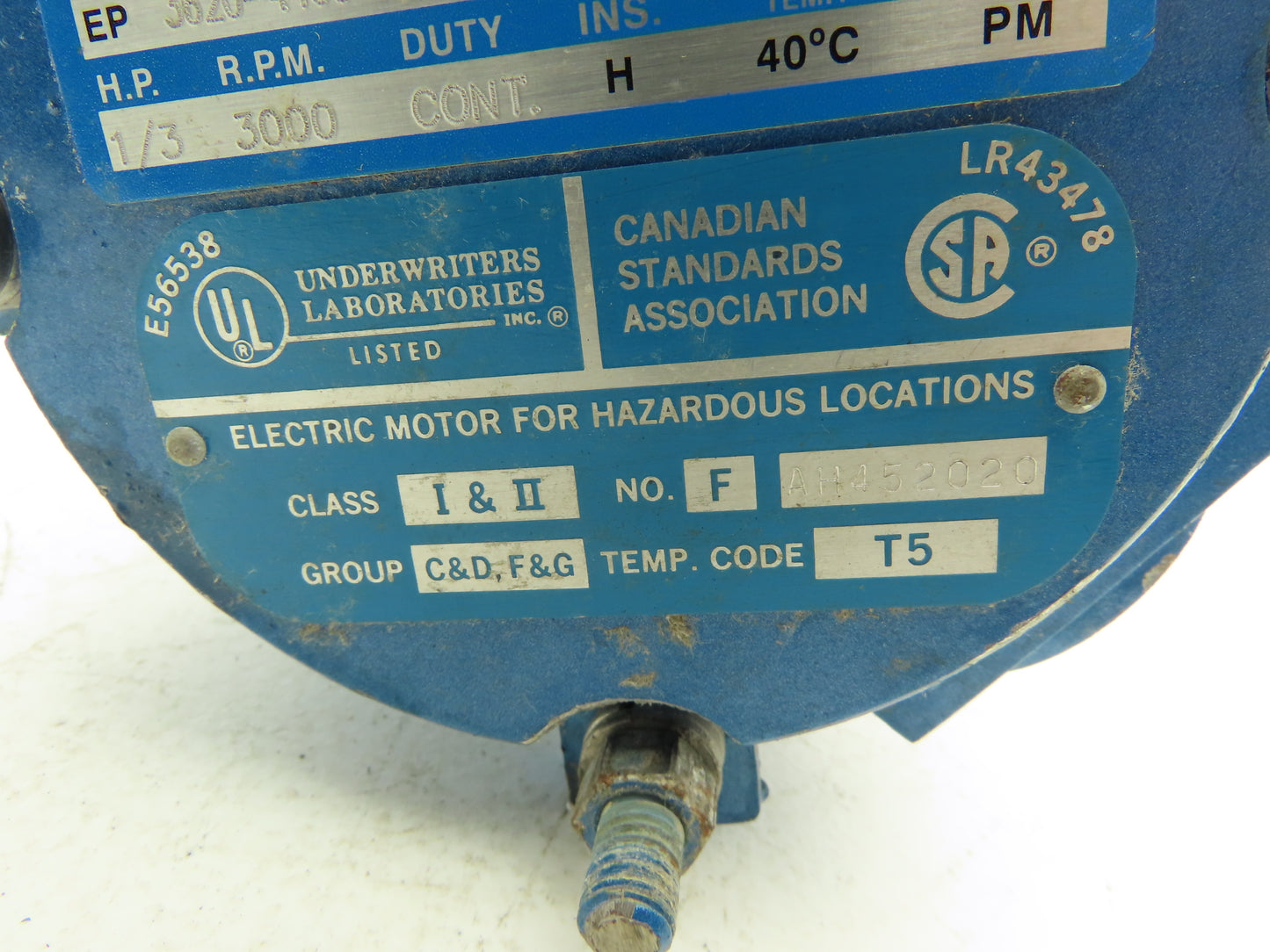 Pacific Scientific 3620-4460-7-56C-CU 90V DC Motor 1/3Hp 3000rpm Explosion Proof