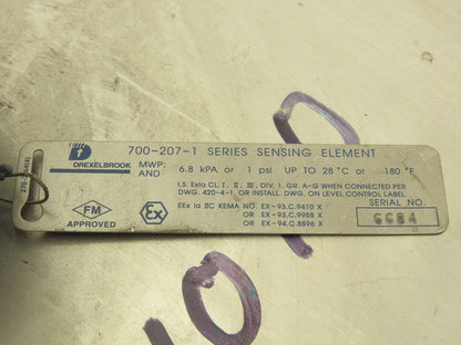 Drexelbrook 700-207-1 Sensing Element Level Switch Control Unit XP Haz Loc