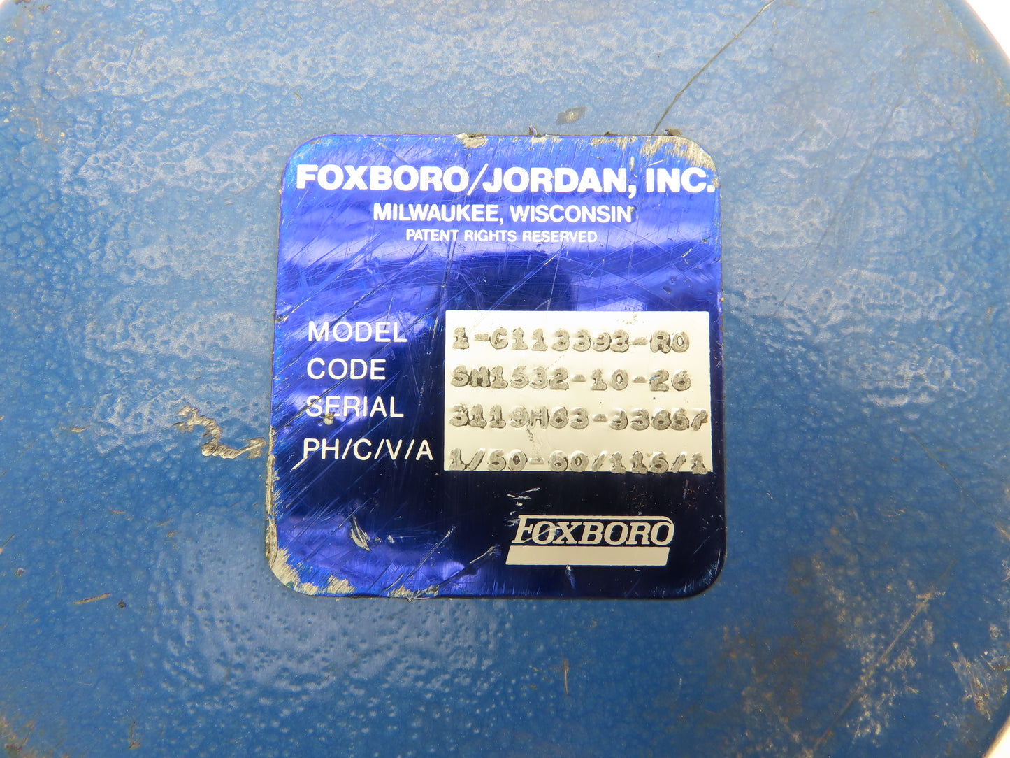 Foxboro/Jordan 1-C113393-R0 Rotary Actuator 3/4"Shaft 115V SM1532-10-26