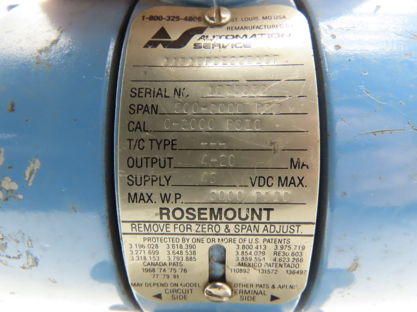 Rosemount 1151GP9E22B1DF Pressure Transmitter 0-3000psi 45VDC