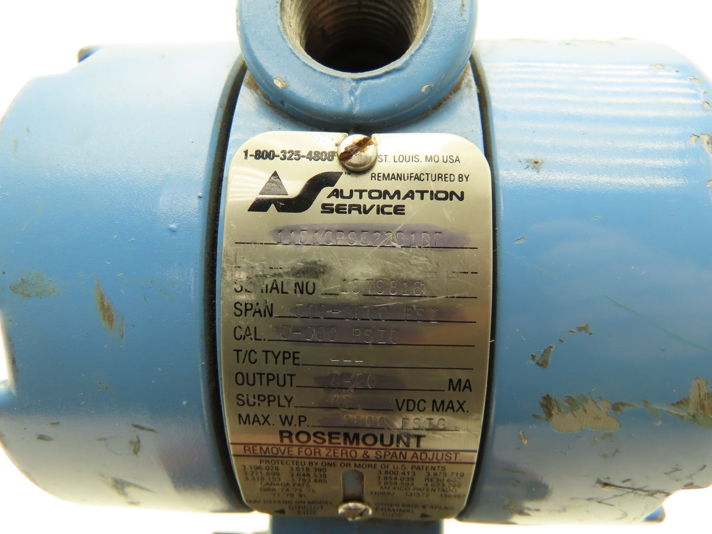 Rosemount 1151GP9E22B1DF Pressure Transmitter 0-800psi 45VDC 3000psi Max