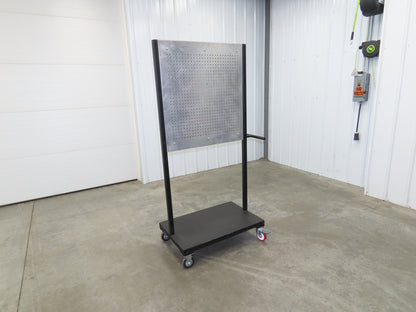 Mobile Work Cart Pegboard Workstation Caster Wheels 31x34" W/ 34x22" Base