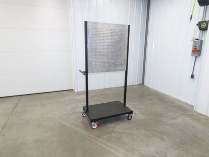 Mobile Work Cart Pegboard Workstation Caster Wheels 31x34" W/ 34x22" Base