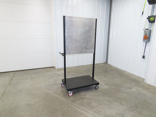 Mobile Work Cart Pegboard Workstation Caster Wheels 31x34" W/ 34x22" Base