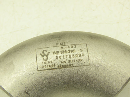 316L SCH 40S Stainless Steel 90° Elbow 1-1/2" Butt Weld A-403  Lot of 12