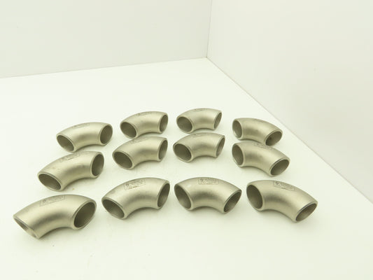 316L SCH 40S Stainless Steel 90° Elbow 1-1/2" Butt Weld A-403  Lot of 12