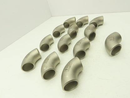 316L SCH 40S Stainless Steel 90° Elbow 1-1/2" Butt Weld A-403  Lot of 13