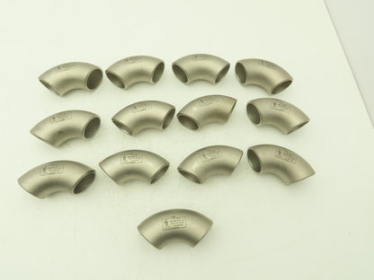 316L SCH 40S Stainless Steel 90° Elbow 1-1/2" Butt Weld A-403  Lot of 13