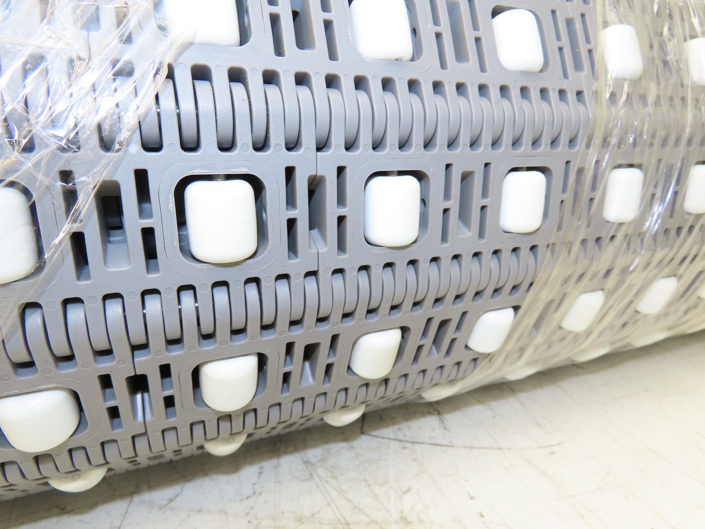 Intralox 400 42"W Transverse 90° Transfer Roller Top Conveyor Belt Gray 10'L