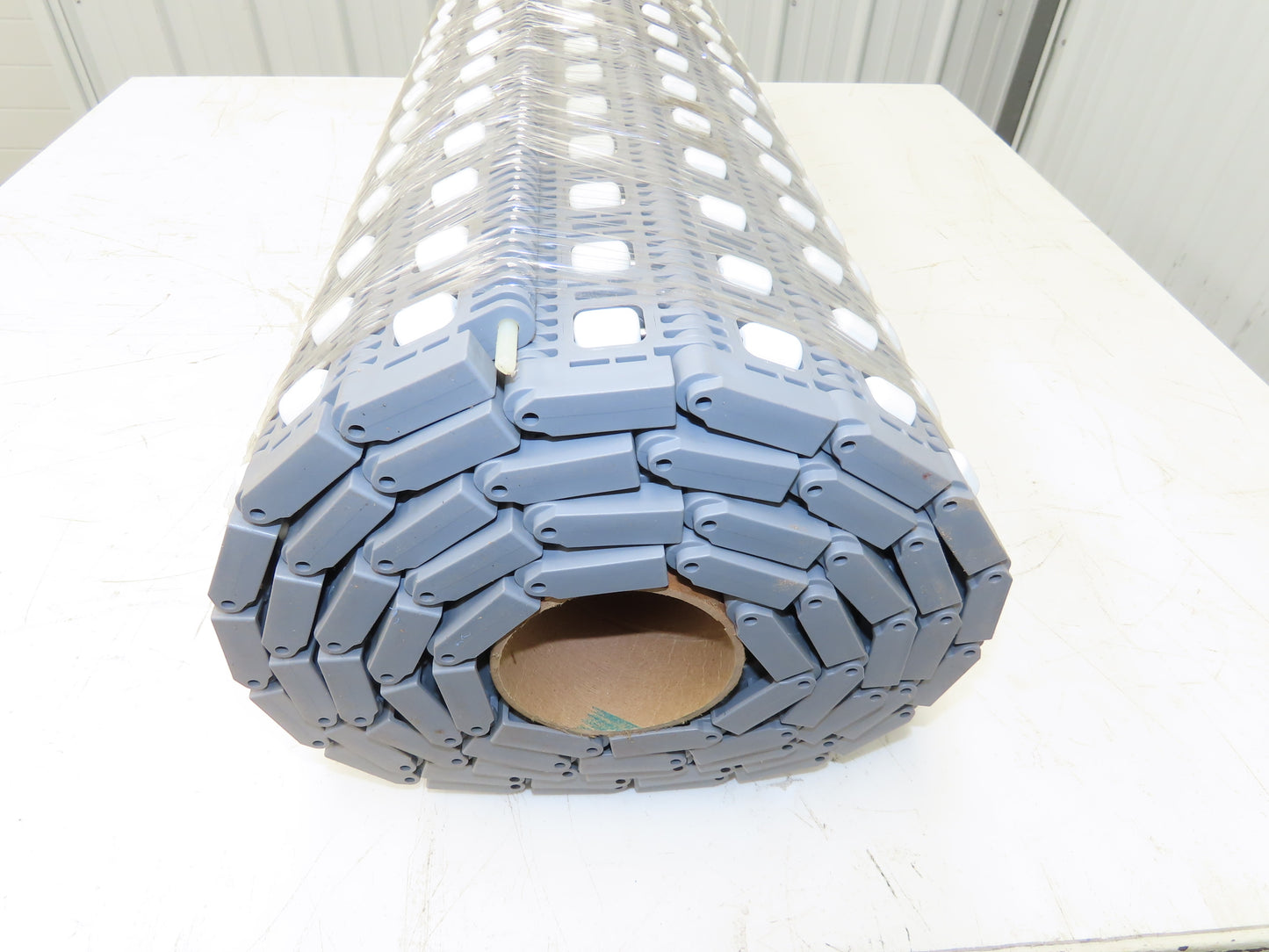 Intralox 400 42"W Transverse 90° Transfer Roller Top Conveyor Belt Gray 10'L