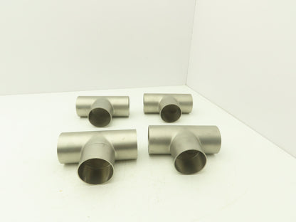 2-1/2" OD Tee Butt Weld Adapter Stainless Steel Tumble Finish A = 3 Lot of 4