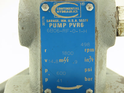 Continental PVR6-6B06-RF-0-1-H Hydraulic Variable Vane Pump 6gpm 600psi 1800rpm
