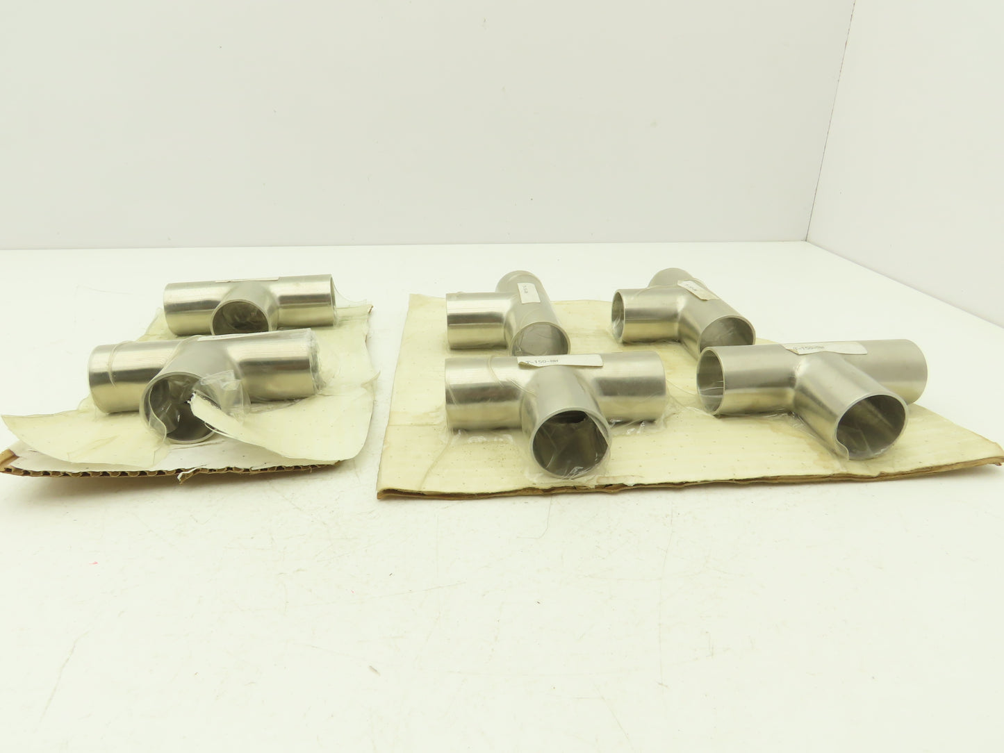 1-1/2" OD Butt Weld Vacuum Tee Stainless Steel Satin Finish A = 2.25" Lot of 6