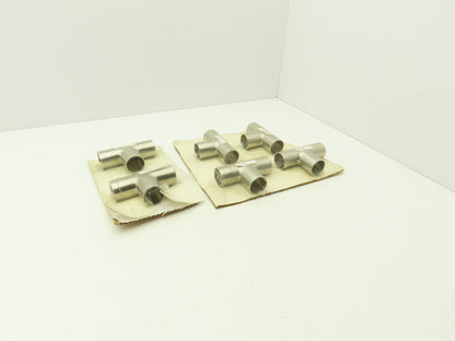 1-1/2" OD Butt Weld Vacuum Tee Stainless Steel Satin Finish A = 2.25" Lot of 6