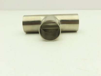 1-1/2" OD Butt Weld Vacuum Tee Stainless Steel Satin Finish A = 2.25" Lot of 6