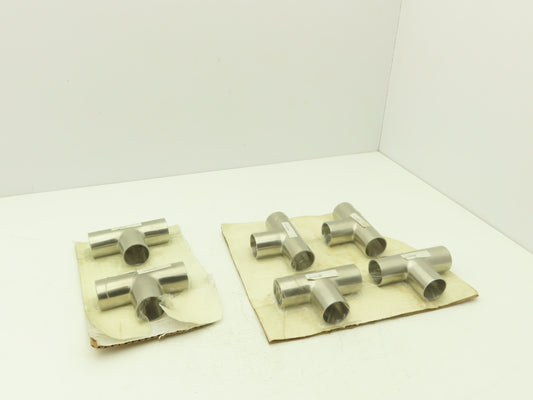 1-1/2" OD Butt Weld Vacuum Tee Stainless Steel Satin Finish A = 2.25" Lot of 6