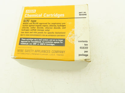 MSA 459317 Respirator Chemical Cartridge Filter /Acid Gas  Lot of 10