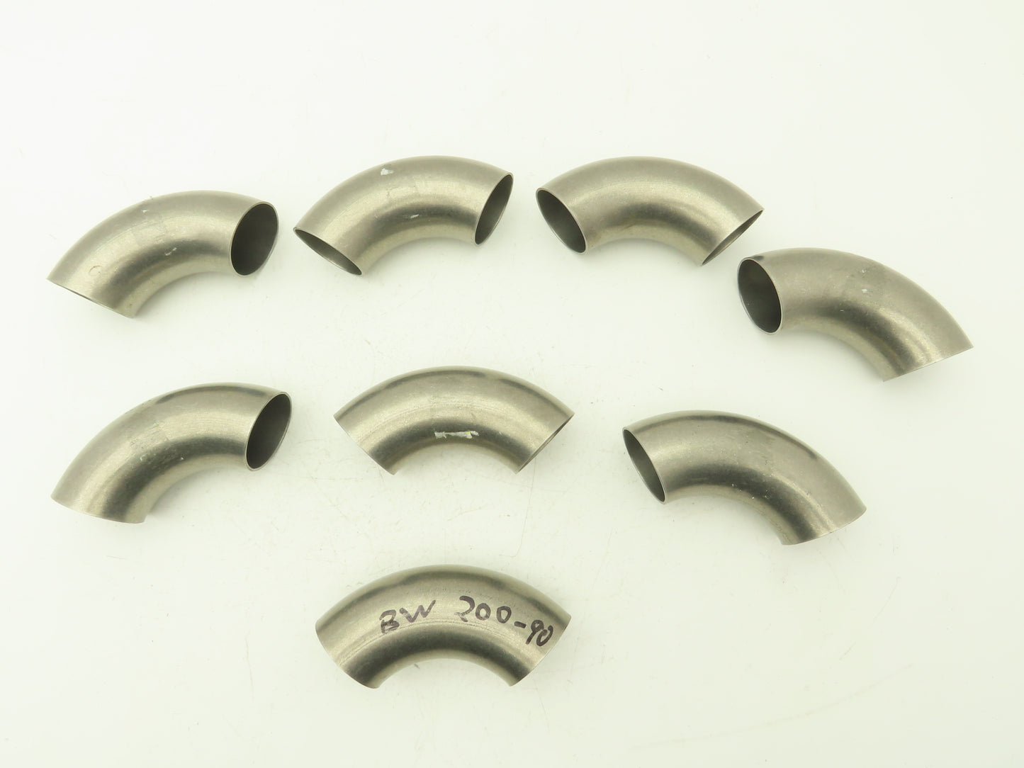 BW-200-90 2" OD Butt Weld Vacuum 90° Elbow SS Tumble Finish A = 3" Lot of 8