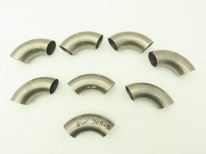 BW-200-90 2" OD Butt Weld Vacuum 90° Elbow SS Tumble Finish A = 3" Lot of 8