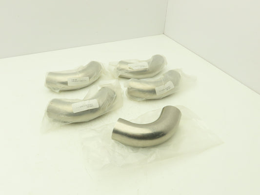 G2WC200H 2" OD Butt Weld Vacuum Tube 90° Radius Elbow SS A= 4.06" B= 3" Lot of 5