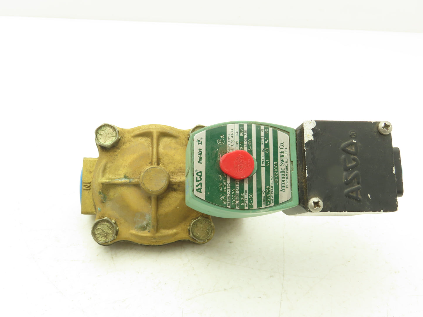 Asco JKF8210G3 Brass Solenoid Valve  3/4" N/C 5-250 AIR 5-150 w Jun Box