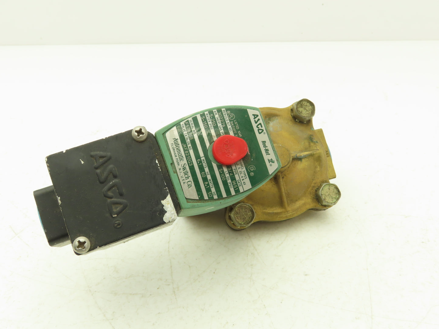 Asco JKF8210G3 Brass Solenoid Valve  3/4" N/C 5-250 AIR 5-150 w Jun Box