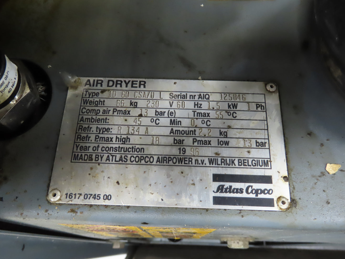 Atlas Copco ID60CSA Rotary Screw Air Compressor 20Hp 91.7 CFM 230v w/Air Dryer