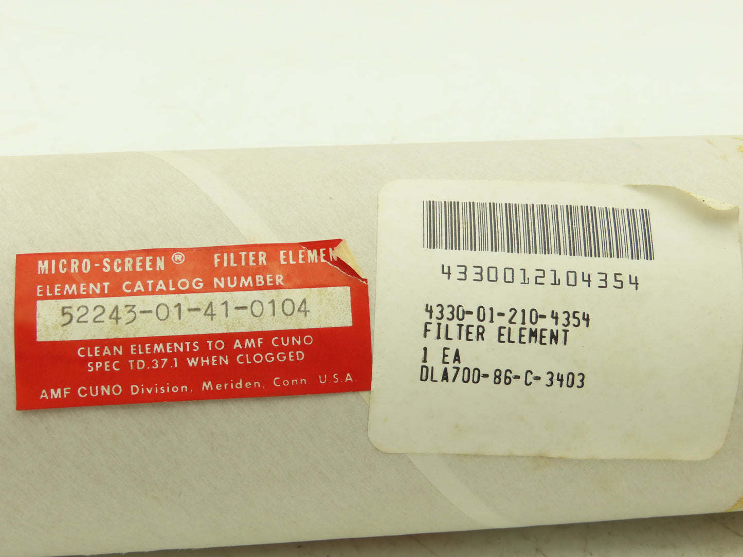 AMF Cuno 52243-01-41-0104 Metal Micro-Screen Filter Element 10 Micron 1" ID