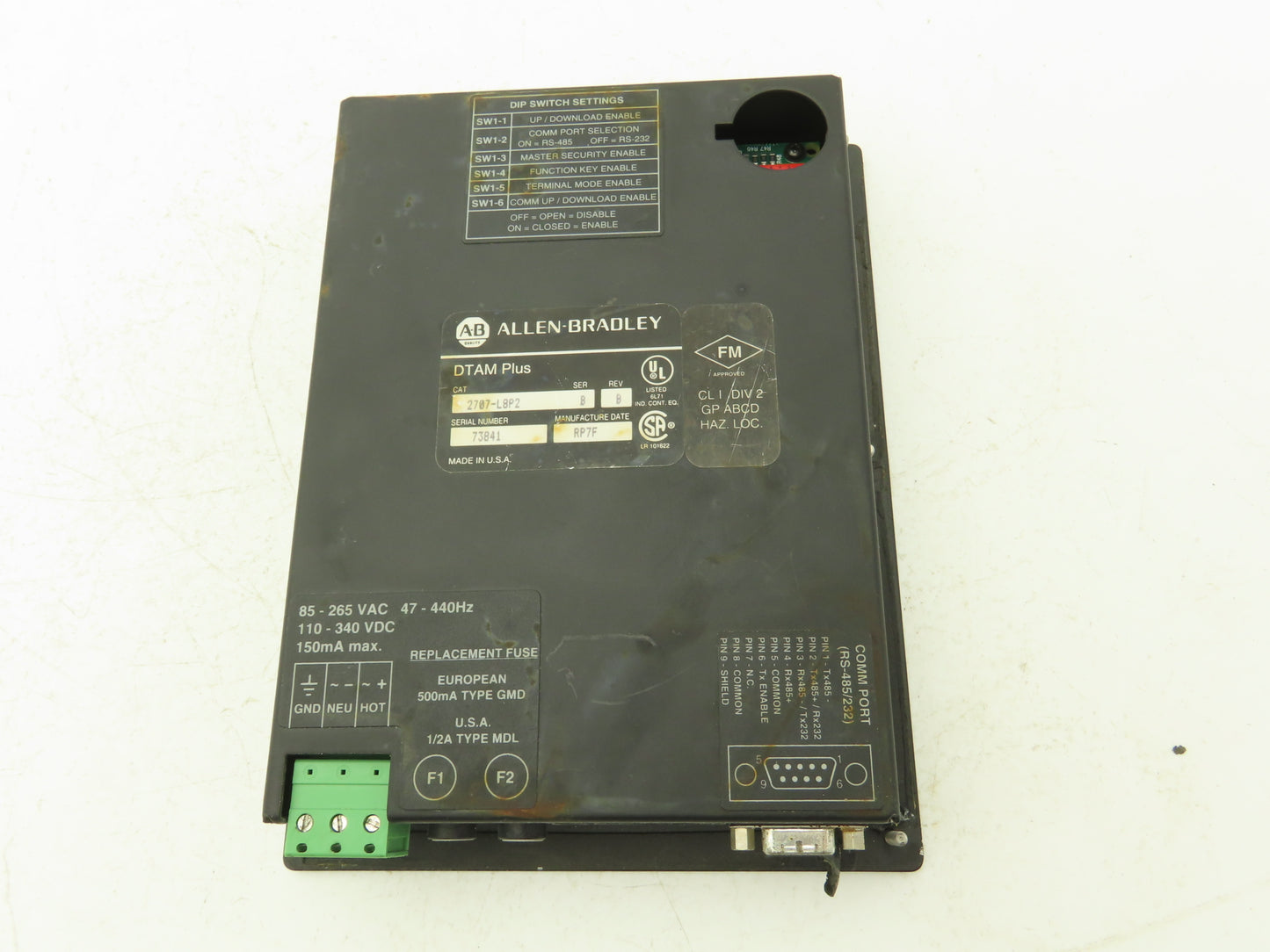 Allen-Bradley 2707-L8P2 DTAM Plus Operator Interface Panel LCD Control Ser B