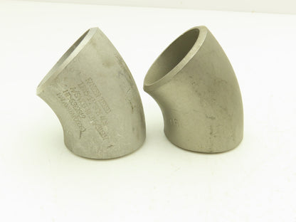 316L SCH 40S Stainless Steel 45° Elbow 1-1/2" Butt Weld Lot of 16