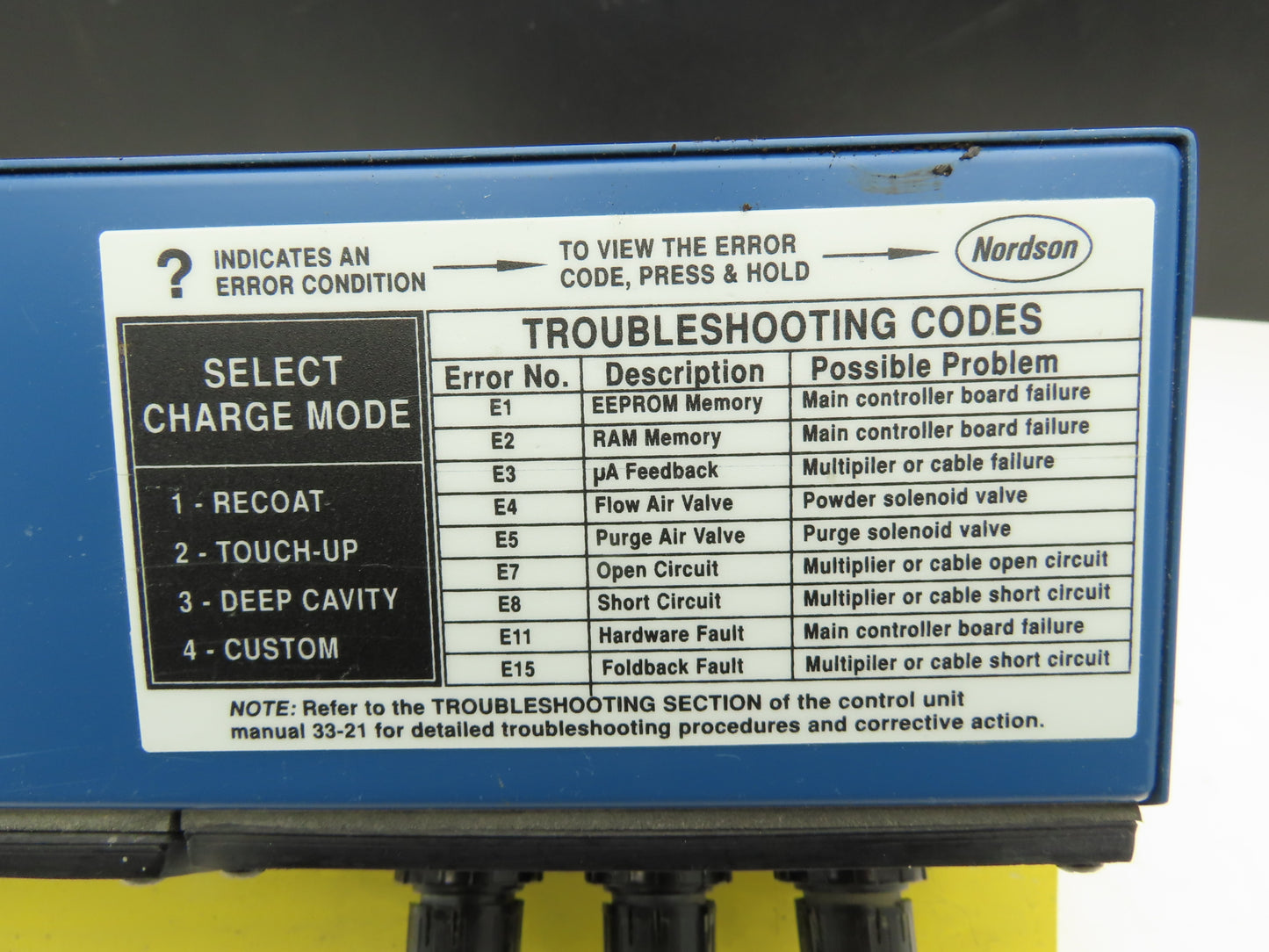 Nordson 1018181A Sure Coat Manual Gun Control Unit Electrostatic Powder Coat
