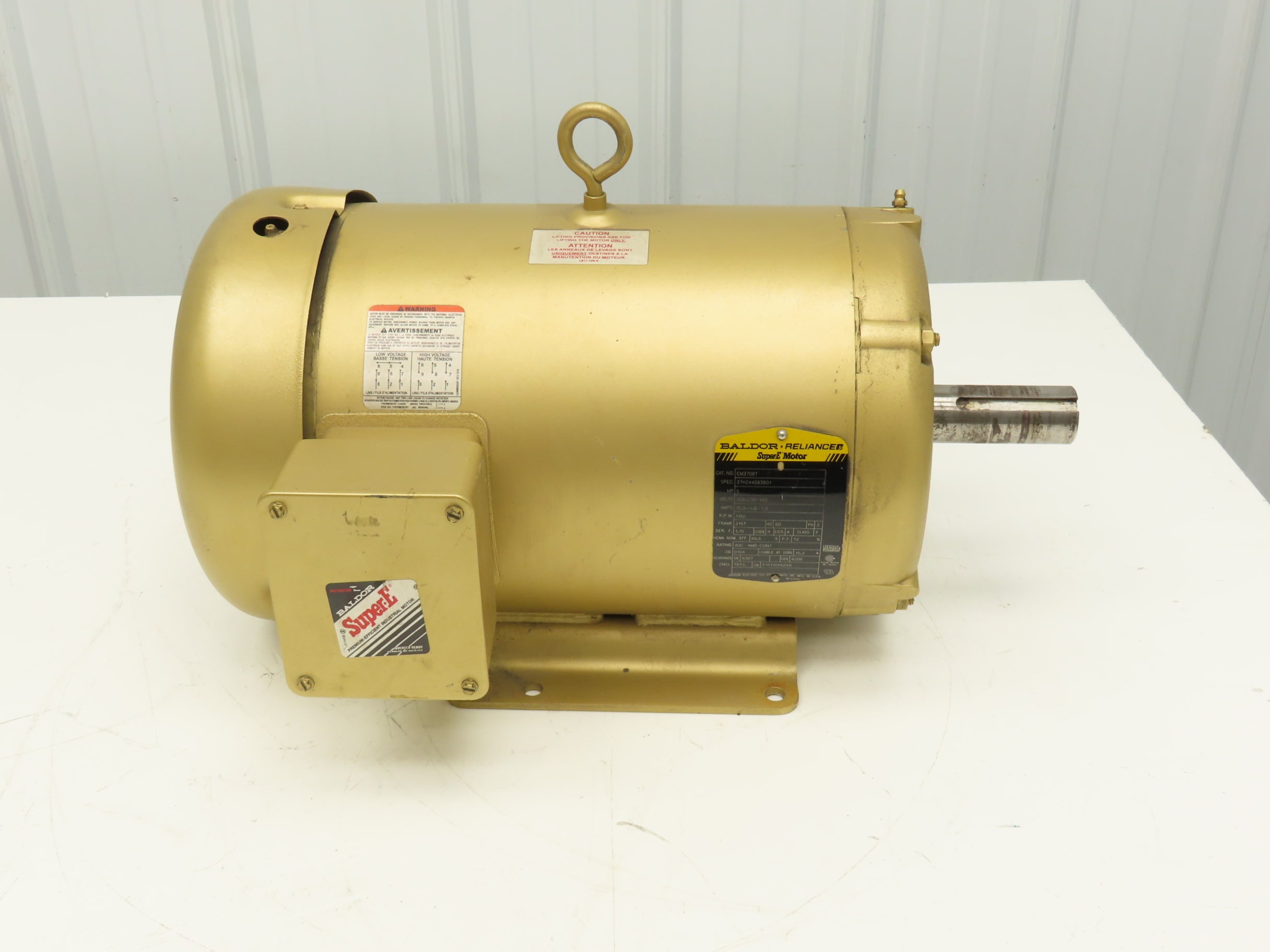 Em3708t Baldor Reliance EM3708T Super-E AC Motor 5Hp 1160 RPM 208-230/460V 3PH ...