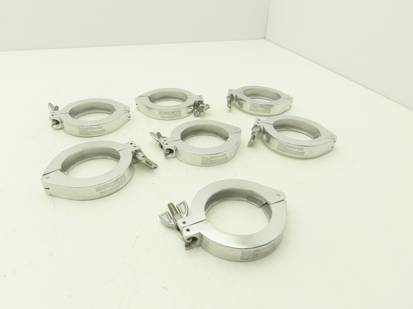Nor-Cal NW-50-CP Aluminum Wing Nut Clamp for DN 50 ISO-KF Flange Lot of 7