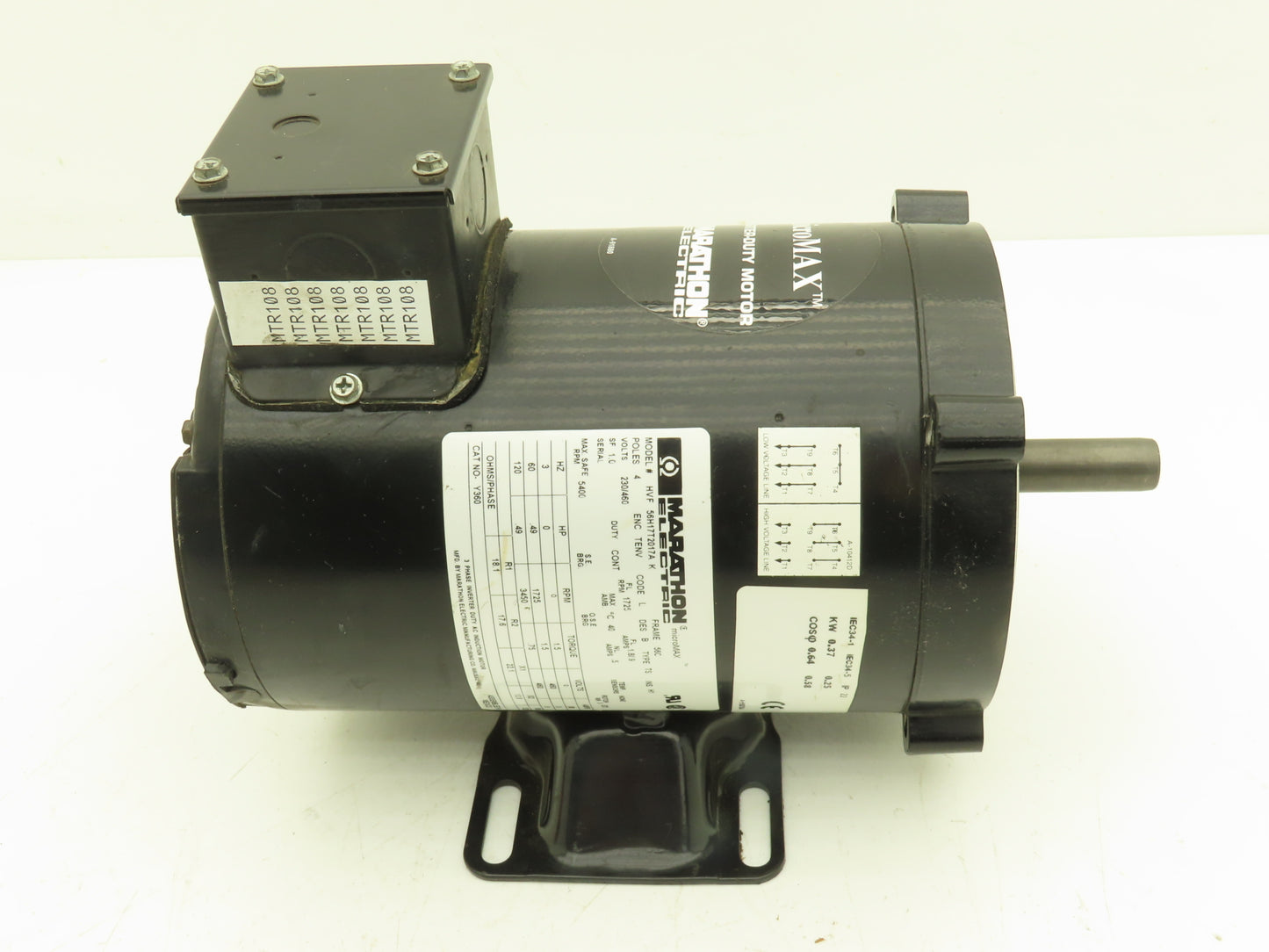 Marathon 56H17T2017A MicroMax Inverter Duty AC Motor 0.5Hp 1725rpm 230/460V 56C