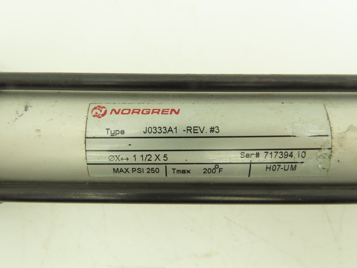 Norgren J0333A1 Pneumatic Air Cylinder 1.5" Bore 5" Stroke Double Acting