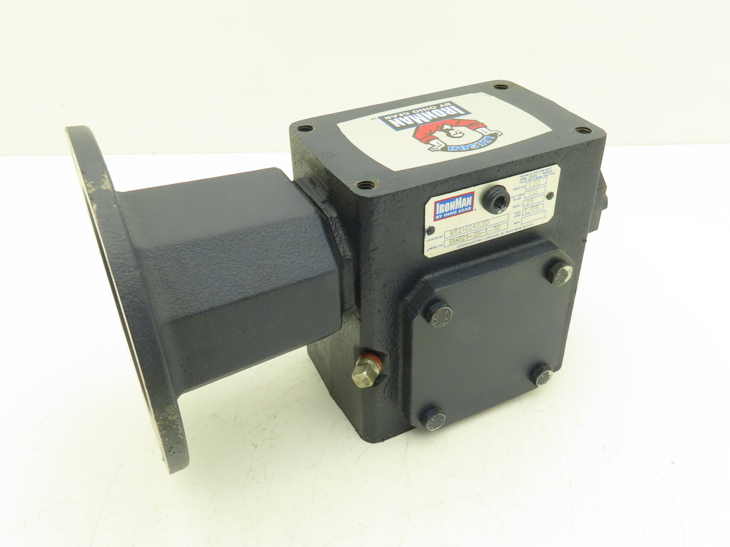 Leeson IronMan BM821-25-L-56 Worm Gearbox 25:1 Reducer 1Hp 70rpm 56C LH