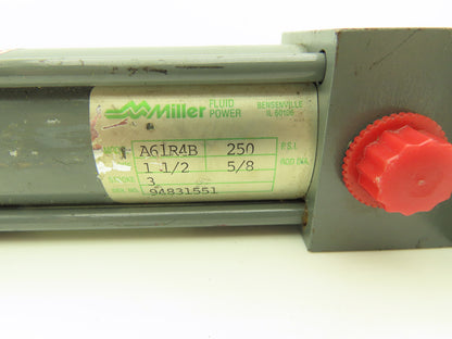 Miller Fluid Power A61R4B Pneumatic Air Cylinder 1-1/2" Bore 3" Stroke 250PSI