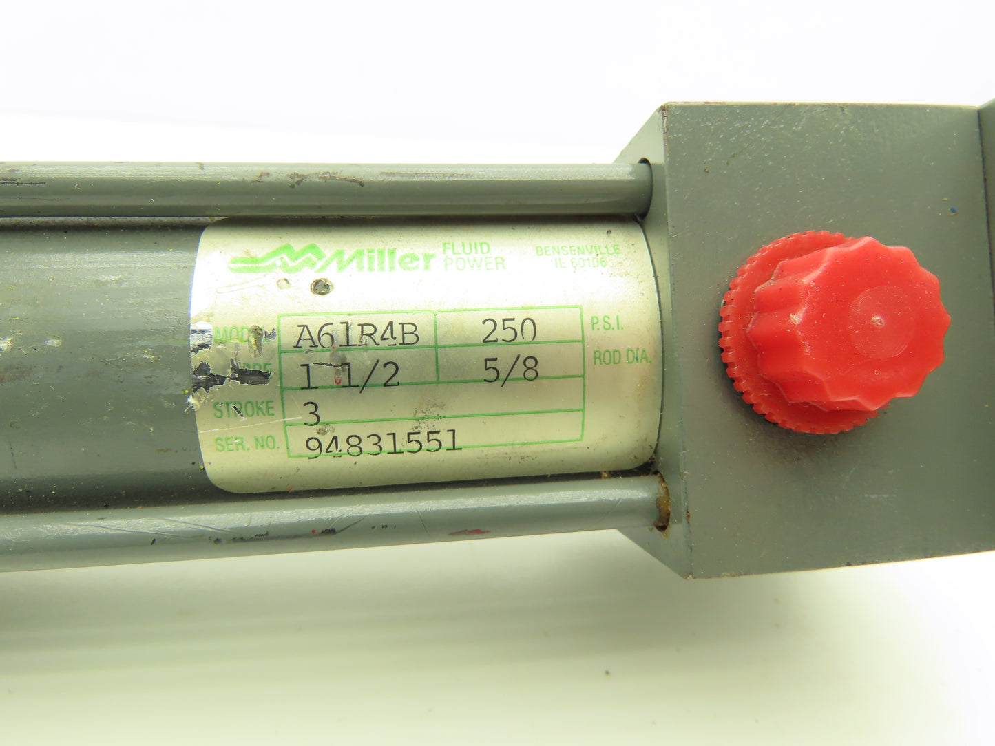 Miller Fluid Power A61R4B Pneumatic Air Cylinder 1-1/2" Bore 3" Stroke 250PSI