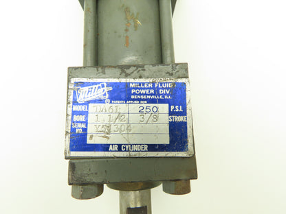 Miller DA61 Double Rod Pneumatic Air Cylinder 1.5" Bore 3/8" Stroke 250psi