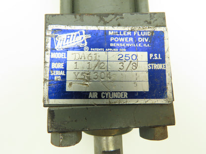 Miller DA61 Double Rod Pneumatic Air Cylinder 1.5" Bore 3/8" Stroke 250psi