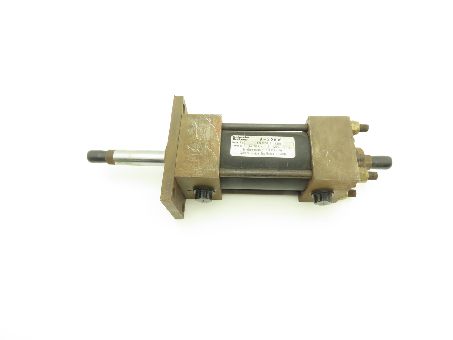 Schrader Bellows FBB102121S Double Rod Pneumatic Air Cylinder 2" Bore 2" Stroke