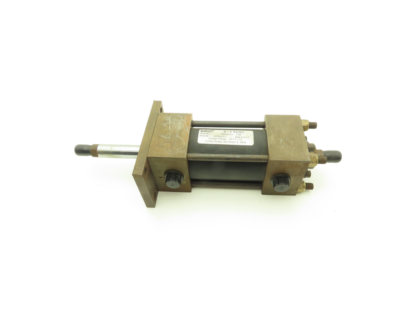 Schrader Bellows FBB102121S Double Rod Pneumatic Air Cylinder 2" Bore 2" Stroke
