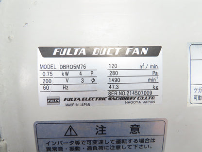 Fulta Electric DBRO5M76 Tube Axial Blower Duct Fan 20" 4237 CFM 0.75kw 220V 3PH