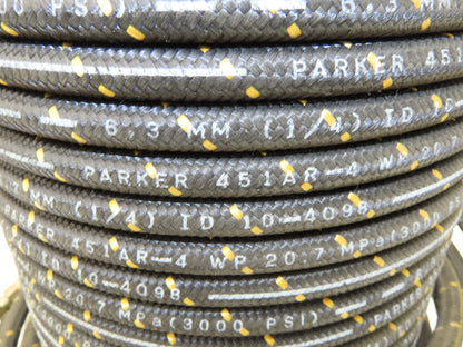 Parker 451AR-4 Hydraulic Hose 1/4"ID 3000psi 61' Spool Abrasion Resistant
