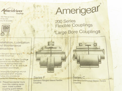 Amerigear Series 200 FS Flexible Gear Coupling Hub & Sleeve 2-3/8"Bore 7" Flange