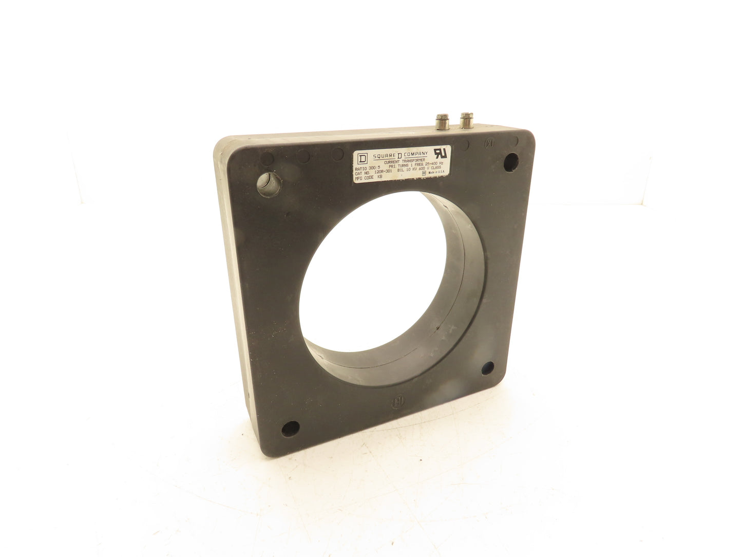 Square D 120R-301 Current Transformer 300:5 Ratio 25-400Hz BIL 10Kv 600V 5.75"ID