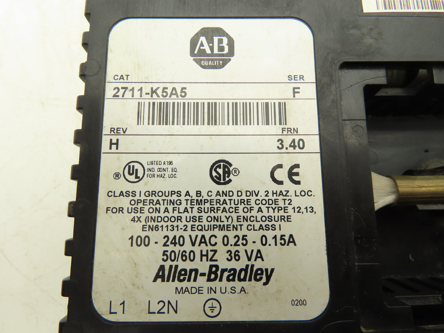 Allen Bradley Panelview 550 Operator Interface Panel Ser F Rev H  100-240VAC